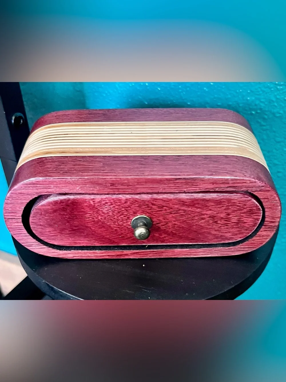 Handcrafted Wooden Mahogany Style Jewelry Organizer Box with Light Wood Inlay